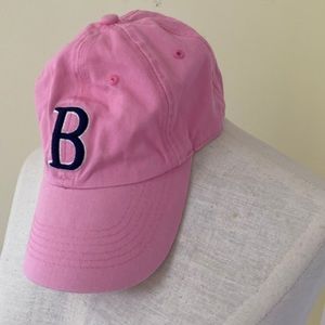 Womens Boston hat pink with Blue lettering